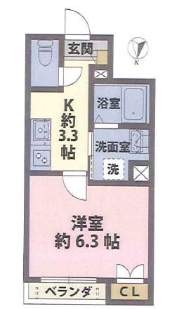 グランドソレイユVI(1K/1階)の間取り写真