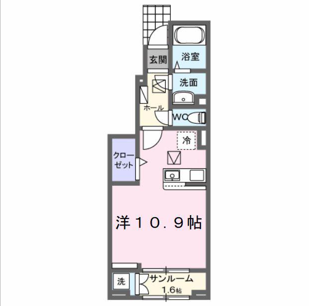 ソルフェジオ東津田(ワンルーム/1階)の間取り写真