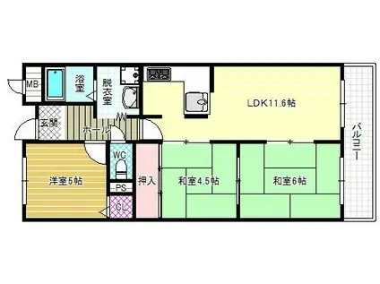 グランドール高鷲(3LDK/3階)の間取り写真