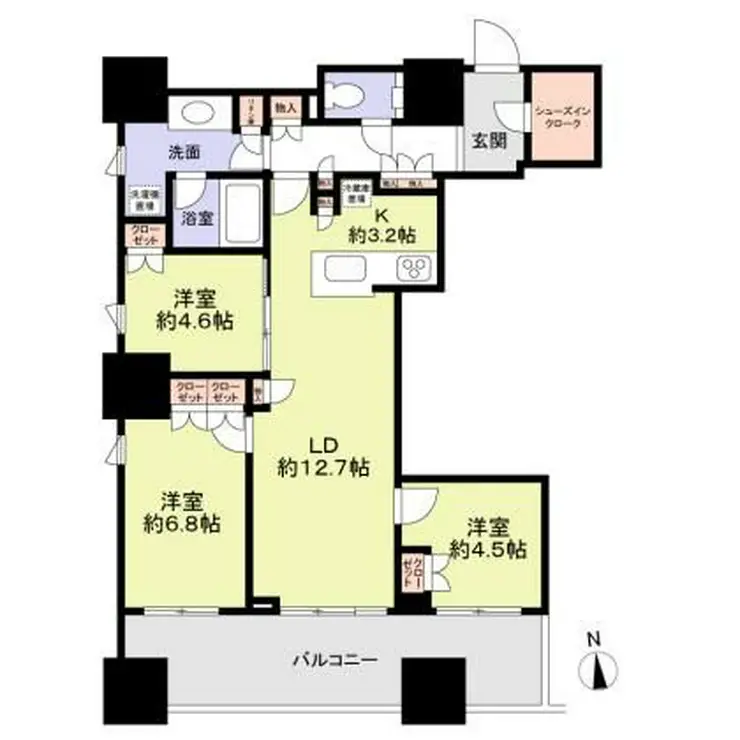 富久クロスコンフォートタワー 7階階 間取り