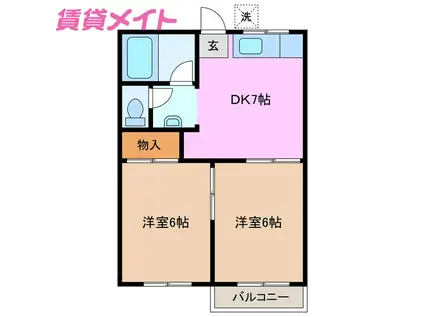 富士ハイツ(2DK/2階)の間取り写真