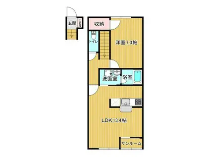  ウーヌス(1LDK/2階)の間取り写真