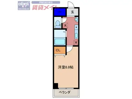 山第2マンション(1K/2階)の間取り写真