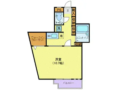 マリオン駒場(1K/2階)の間取り写真