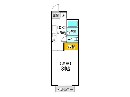 ハイツ那岐(1DK/3階)の間取り写真