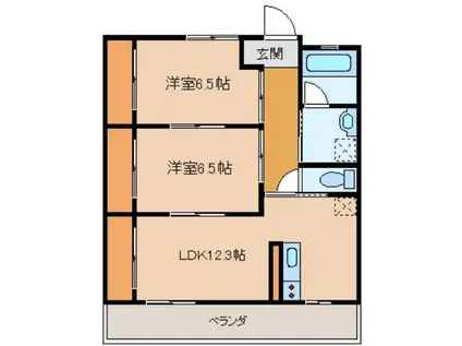 クレシエンテ界(2LDK/2階)の間取り写真
