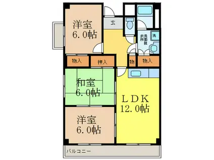 ピアドミール(3LDK/6階)の間取り写真