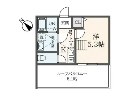 シナモンスクエア西谷(1K/2階)の間取り写真