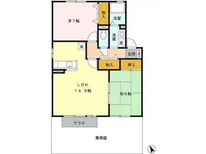 メゾンソレーユ(2LDK/1階)の間取り写真