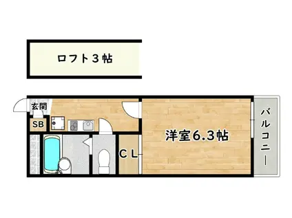 ESPACIO御幣島(1K/1階)の間取り写真