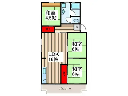 朝霞田島第壱号棟(3LDK/5階)の間取り写真