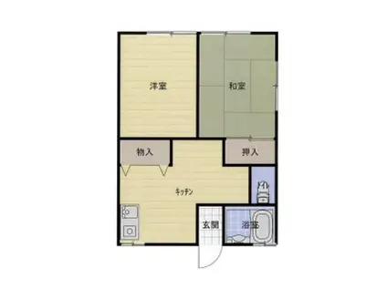 マリンハイツ(2DK/1階)の間取り写真