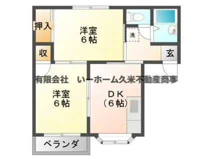 リバーコートC(2DK/2階)の間取り写真