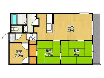 ロイヤルメゾン富士(3LDK/3階)の間取り写真