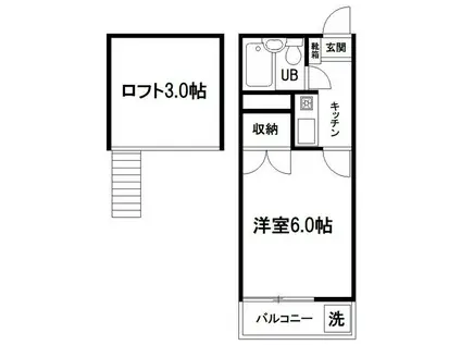 TKハイツ(1K/2階)の間取り写真