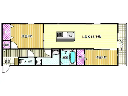 HKハイムI(2LDK/3階)の間取り写真