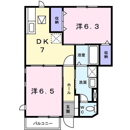 ニューシティサイト-B(2DK/1階)の間取り写真
