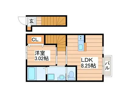 BERILLO(1LDK/2階)の間取り写真