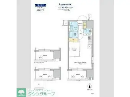 プラウドフラット錦糸町ウエスト(1LDK/4階)の間取り写真