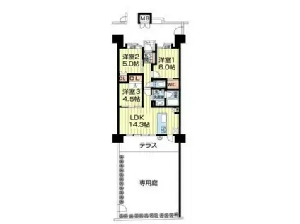 パレスト光の森ソラリス(3LDK/1階)の間取り写真