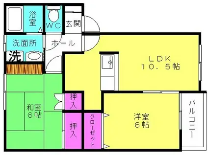 エスペランサ(2LDK/2階)の間取り写真