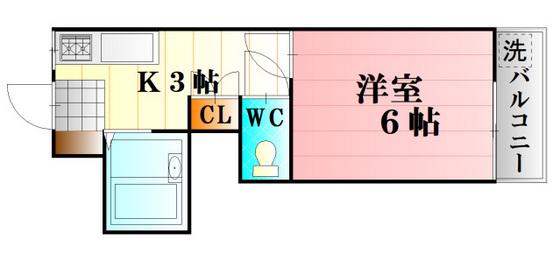 コーポ木村A(1K/1階)の間取り写真