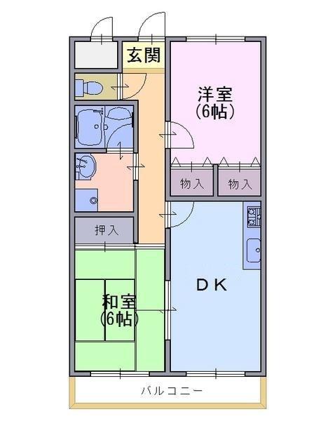 エクセル清涼(2DK/1階)の間取り写真