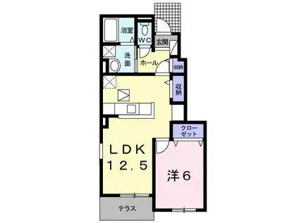 カルム メゾン(1LDK/1階)の間取り写真