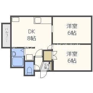 グランドヒルズ北19条(2LDK/4階)の間取り写真