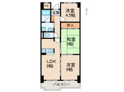 ヤマイチPLAZA サンシティ広瀬(3LDK/3階)の間取り写真