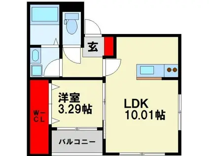 ロイヤルコミッション若松(1LDK/2階)の間取り写真