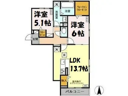 アン・ジュール中郷(2LDK/3階)の間取り写真