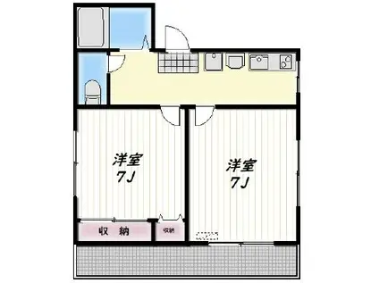 メゾンドソレイユ(2K/4階)の間取り写真