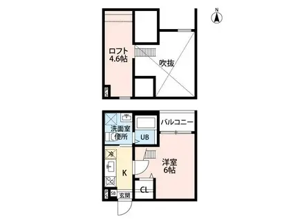 PASTOSO U(1K/2階)の間取り写真