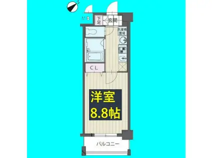 パルティール覚王山(1K/4階)の間取り写真