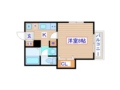 アスコット保春院(1K/1階)の間取り写真