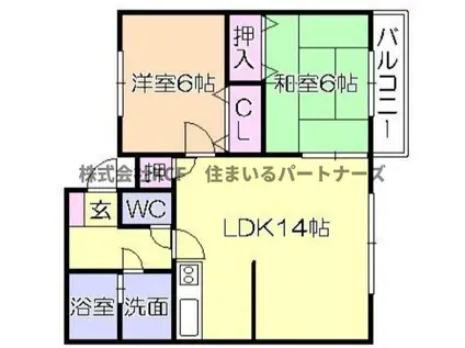 RA長門石(2LDK/3階)の間取り写真
