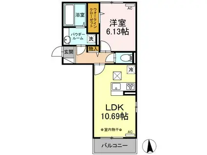 クロッシア前橋南町 B(1LDK/1階)の間取り写真