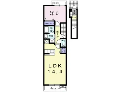 ラーマI(1LDK/2階)の間取り写真