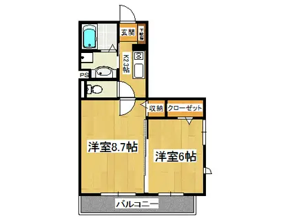 ラ フレーズ(2K/1階)の間取り写真