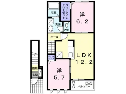 ボヌール岩橋 II(2LDK/2階)の間取り写真