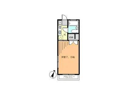 天台コーポ(1K/2階)の間取り写真