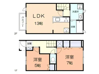 ココル湘南(2LDK/1階)の間取り写真