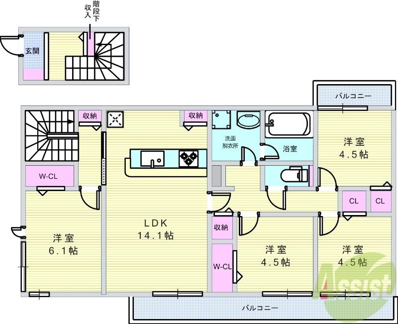 アドゥシール荘園(4LDK/2階)の間取り写真