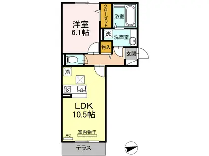 POLONIA KOKURA-KITAポロニア小倉北(1LDK/2階)の間取り写真
