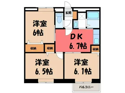 アイゾーウム(3DK/2階)の間取り写真