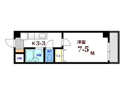 メルクマール御幸橋(1K/2階)の間取り写真