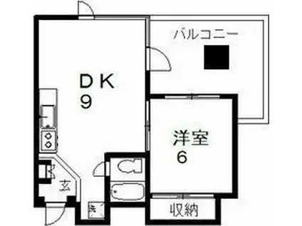 ホワイトテム(1DK/4階)の間取り写真