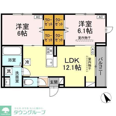 ドムスクレスト森野(2LDK/2階)の間取り写真