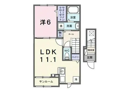 ツリーベルヒルズ(1LDK/2階)の間取り写真